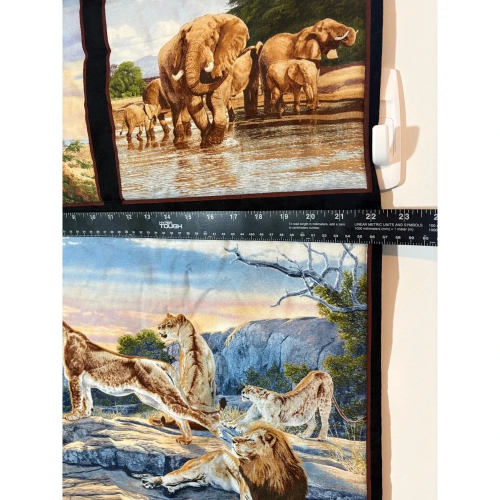African Safari Wildlife Quilted Wall Hanging Reversible Batik Lion Elephant Art